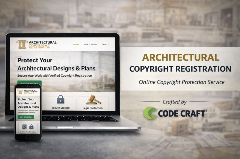 Architectural Copyright Registration — Online Copyright Protection Service, developed by Code Craft UK. Web developers UK