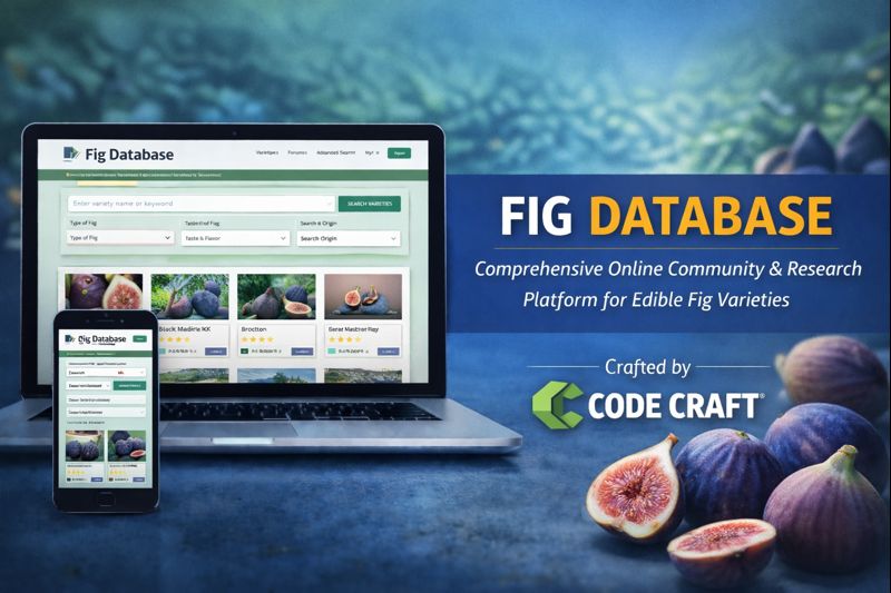 Fig Database — Comprehensive Online Community & Research Platform for Fig Varieties, developed by Code Craft UK. Web developers UK
